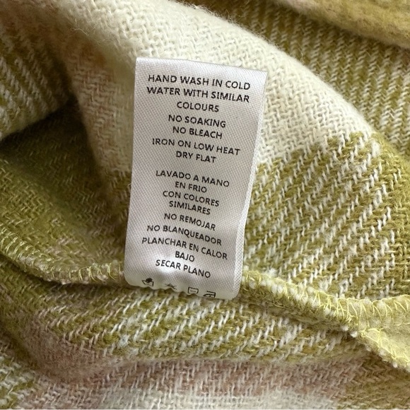 NWOT MABLE Moriya Plaid Long Shirt Shacket Jacket, Kiwi Green and Cream size M - Picture 7 of 7